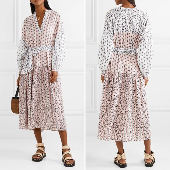 Ulla Johnson Dresses & Skirts - Ulla Johnson Selvi Printed Cotton Gauze Midi Dress Size 0 Pink White Floral Boho